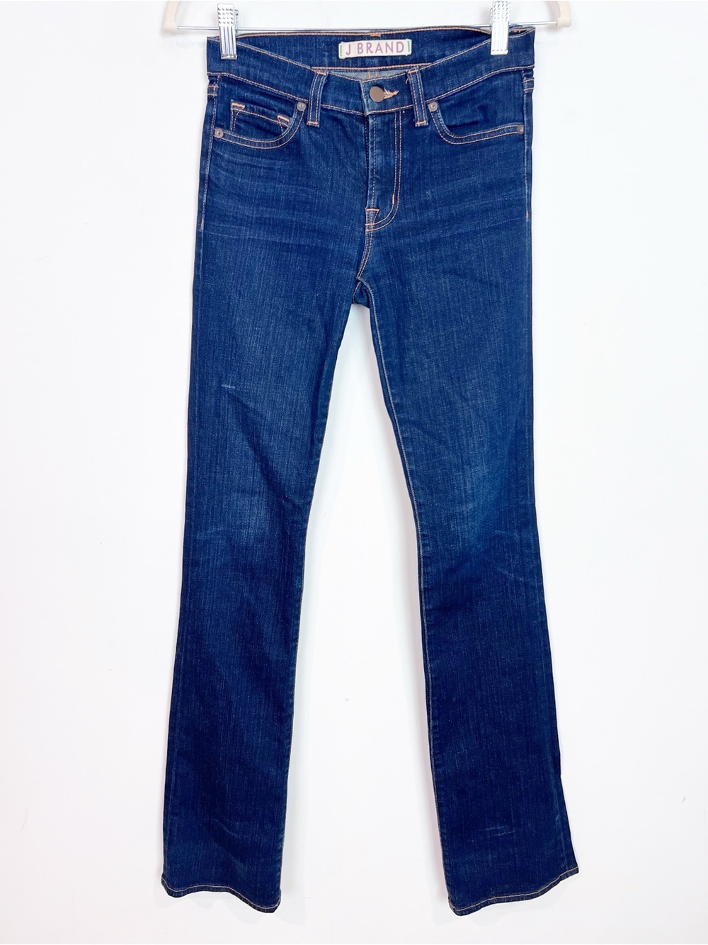 J BRAND THE STRAIGHT LEG JEANS DARK DENIM MID RISE WOMENS SZ 25